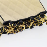 Chanel Matelasse Chain Shoulder Bag Canvas Leather Beige CC Auth bs16006