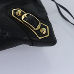 balenciaga Classic Metallic Envelope Bag Leather Black 438791 Auth bs16228