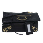 balenciaga Classic Metallic Envelope Bag Leather Black 438791 Auth bs16228