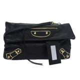 balenciaga Classic Metallic Envelope Bag Leather Black 438791 Auth bs16228