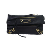 balenciaga Classic Metallic Envelope Bag Leather Black 438791 Auth bs16228