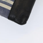 balenciaga Clutch Bag Canvas Leather Blue Black Silver 420407 Auth bs16618