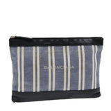 balenciaga Clutch Bag Canvas Leather Blue Black Silver 420407 Auth bs16618