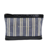 balenciaga Clutch Bag Canvas Leather Blue Black Silver 420407 Auth bs16618