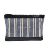 balenciaga Clutch Bag Canvas Leather Blue Black Silver 420407 Auth bs16618