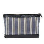 balenciaga Clutch Bag Canvas Leather Blue Black Silver 420407 Auth bs16618