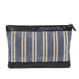 balenciaga Clutch Bag Canvas Leather Blue Black Silver 420407 Auth bs16618