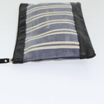 balenciaga Clutch Bag Canvas Leather Blue Black Silver 420407 Auth bs16618