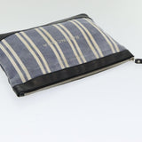 balenciaga Clutch Bag Canvas Leather Blue Black Silver 420407 Auth bs16618