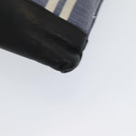 balenciaga Clutch Bag Canvas Leather Blue Black Silver 420407 Auth bs16618