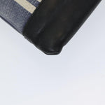 balenciaga Clutch Bag Canvas Leather Blue Black Silver 420407 Auth bs16618