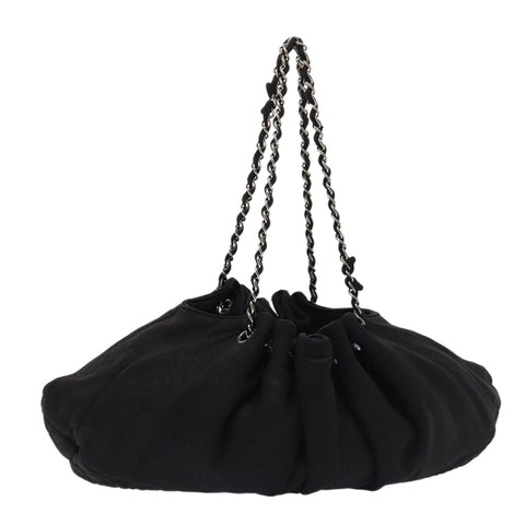 Chanel Matelasse Chain Tote Bag Cotton Black CC Auth bs16859