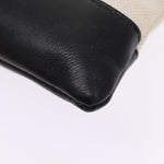 balenciaga Clip M Clutch Bag Canvas Leather Beige Silver 373834 Auth bs16915