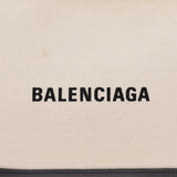 balenciaga Clip M Clutch Bag Canvas Leather Beige Silver 373834 Auth bs16915
