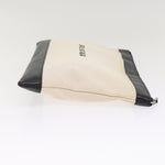 balenciaga Clip M Clutch Bag Canvas Leather Beige Silver 373834 Auth bs16915