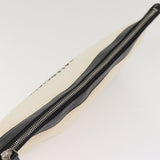 balenciaga Clip M Clutch Bag Canvas Leather Beige Silver 373834 Auth bs16915