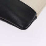 balenciaga Clip M Clutch Bag Canvas Leather Beige Silver 373834 Auth bs16915