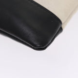 balenciaga Clip M Clutch Bag Canvas Leather Beige Silver 373834 Auth bs16915