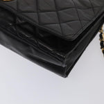 Chanel Matelasse Chain Shoulder Bag Leather Black Gold CC Auth bs17124