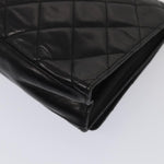 Chanel Matelasse Chain Shoulder Bag Leather Black Gold CC Auth bs17124