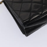 Chanel Matelasse Chain Shoulder Bag Leather Black Gold CC Auth bs17124