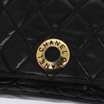 Chanel Matelasse Chain Shoulder Bag Leather Black Gold CC Auth bs17124