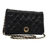 Chanel Matelasse Chain Shoulder Bag Leather Black Gold CC Auth bs17124