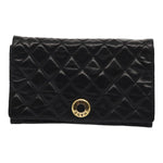 Chanel Matelasse Chain Shoulder Bag Leather Black Gold CC Auth bs17124