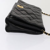 Chanel Matelasse Chain Shoulder Bag Leather Black Gold CC Auth bs17124