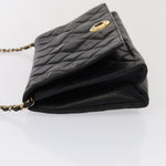 Chanel Matelasse Chain Shoulder Bag Leather Black Gold CC Auth bs17124
