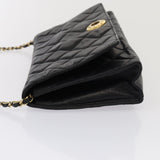 Chanel Matelasse Chain Shoulder Bag Leather Black Gold CC Auth bs17124