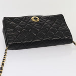 Chanel Matelasse Chain Shoulder Bag Leather Black Gold CC Auth bs17124