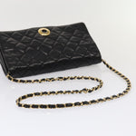 Chanel Matelasse Chain Shoulder Bag Leather Black Gold CC Auth bs17124