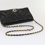 Chanel Matelasse Chain Shoulder Bag Leather Black Gold CC Auth bs17124