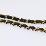 Chanel Matelasse Chain Shoulder Bag Leather Black Gold CC Auth bs17124