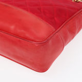 Chanel Matelasse Chain Shoulder Bag Satin Red Gold CC Auth bs17153