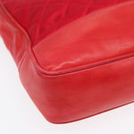 Chanel Matelasse Chain Shoulder Bag Satin Red Gold CC Auth bs17153