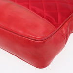 Chanel Matelasse Chain Shoulder Bag Satin Red Gold CC Auth bs17153