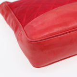 Chanel Matelasse Chain Shoulder Bag Satin Red Gold CC Auth bs17153