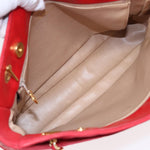 Chanel Matelasse Chain Shoulder Bag Satin Red Gold CC Auth bs17153