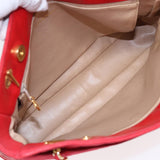 Chanel Matelasse Chain Shoulder Bag Satin Red Gold CC Auth bs17153