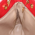 Chanel Matelasse Chain Shoulder Bag Satin Red Gold CC Auth bs17153