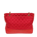 Chanel Matelasse Chain Shoulder Bag Satin Red Gold CC Auth bs17153