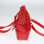 Chanel Matelasse Chain Shoulder Bag Satin Red Gold CC Auth bs17153