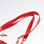 Chanel Matelasse Chain Shoulder Bag Satin Red Gold CC Auth bs17153