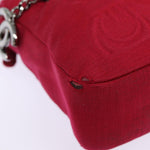 Chanel Matelasse Chain Shoulder Bag Cotton Red Silver CC Auth bs17224