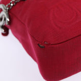 Chanel Matelasse Chain Shoulder Bag Cotton Red Silver CC Auth bs17224