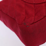 Chanel Matelasse Chain Shoulder Bag Cotton Red Silver CC Auth bs17224