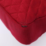 Chanel Matelasse Chain Shoulder Bag Cotton Red Silver CC Auth bs17224