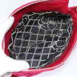 Chanel Matelasse Chain Shoulder Bag Cotton Red Silver CC Auth bs17224